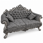 Malik 2 seater — Silver Antique — Charcoal / Silver patterned fabric