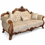 Malik 3 seater — Bleach Double Tone — Cream / Beige patterned fabric
