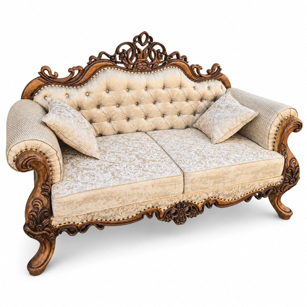 Malik 2 seater — Bleach Double Tone — Cream / Beige patterned fabric