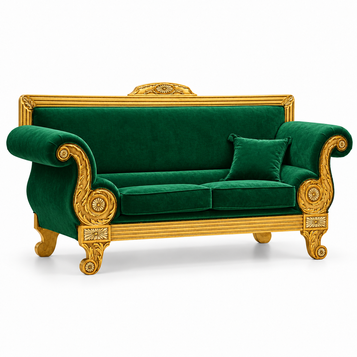 Rumi 3 Seater — Gold polish with plain fabric