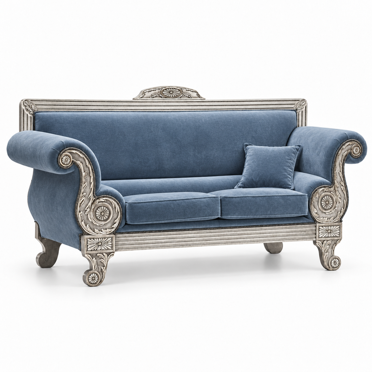 Rumi 3 Seater — Silver polish with plain fabric