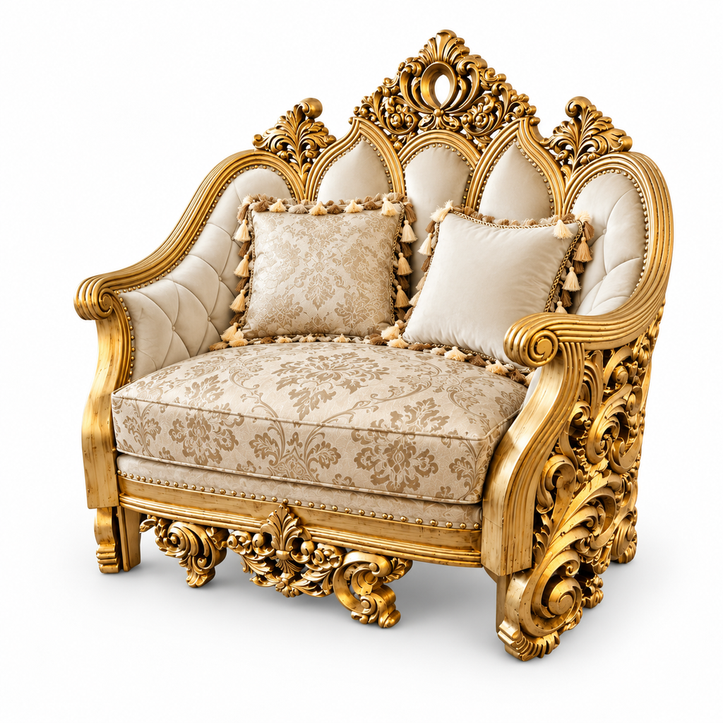 NUR Luxe — Single seater — Pure Gold — Ivory / Champagne; design visualisation