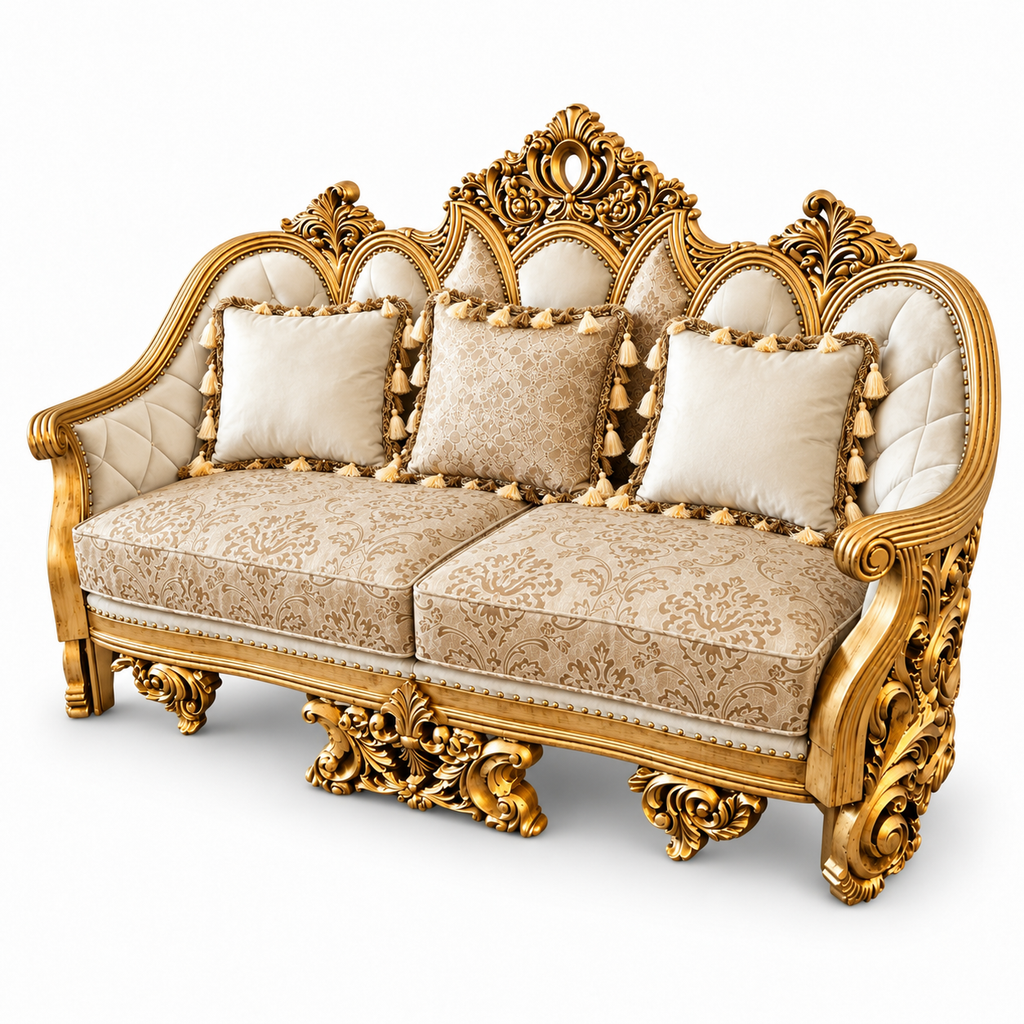 NUR Luxe — Two Seater — Pure Gold — Ivory / Champagne; design visualisation