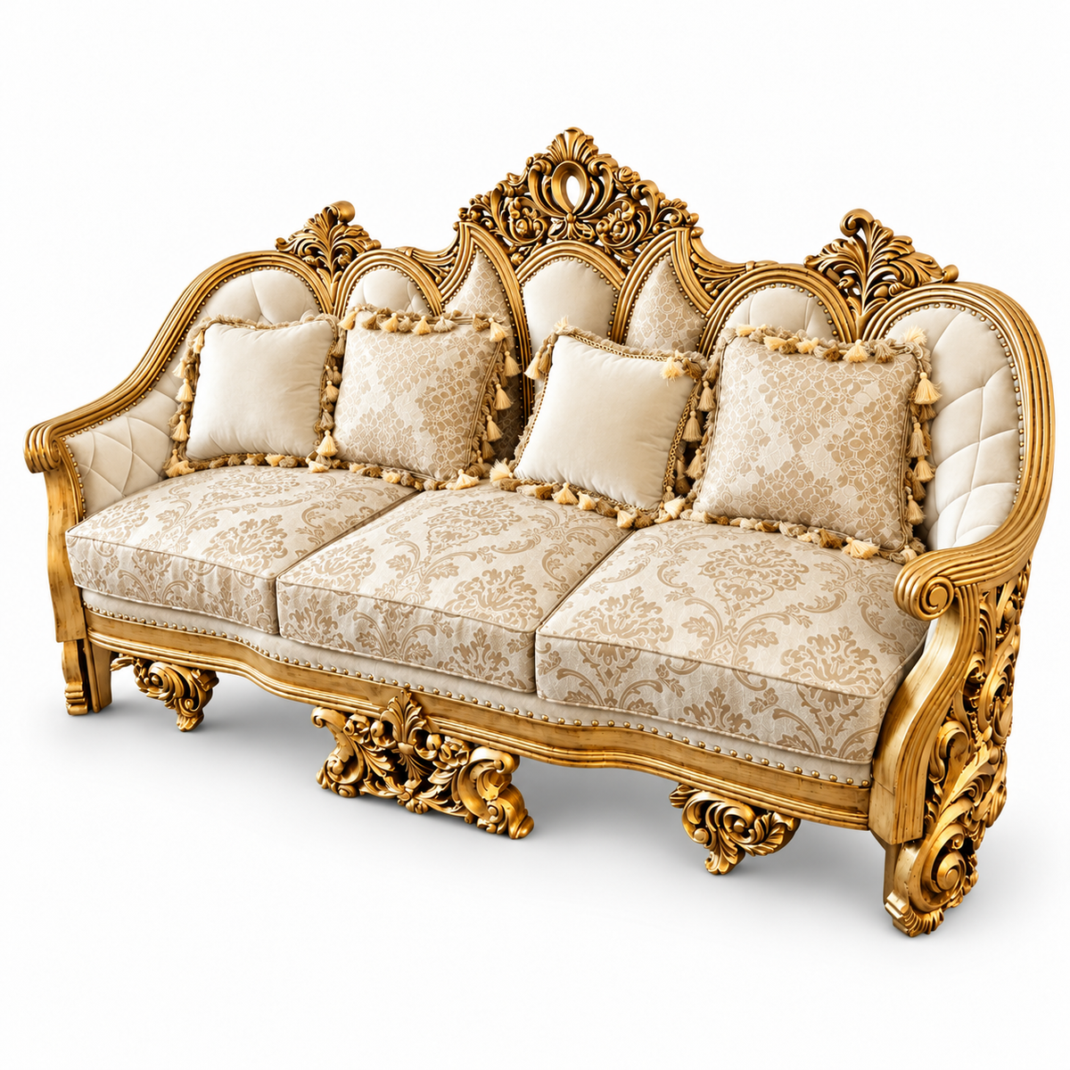 NUR Luxe — Three Seater — Pure Gold — Ivory / Champagne; design visualisation