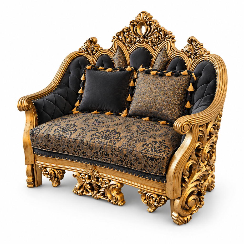 NUR Luxe — Single seater — Golden Antique — Charcoal / Gold; design visualisation