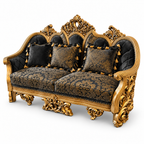 NUR Luxe — Two Seater — Golden Antique — Charcoal / Gold; design visualisation