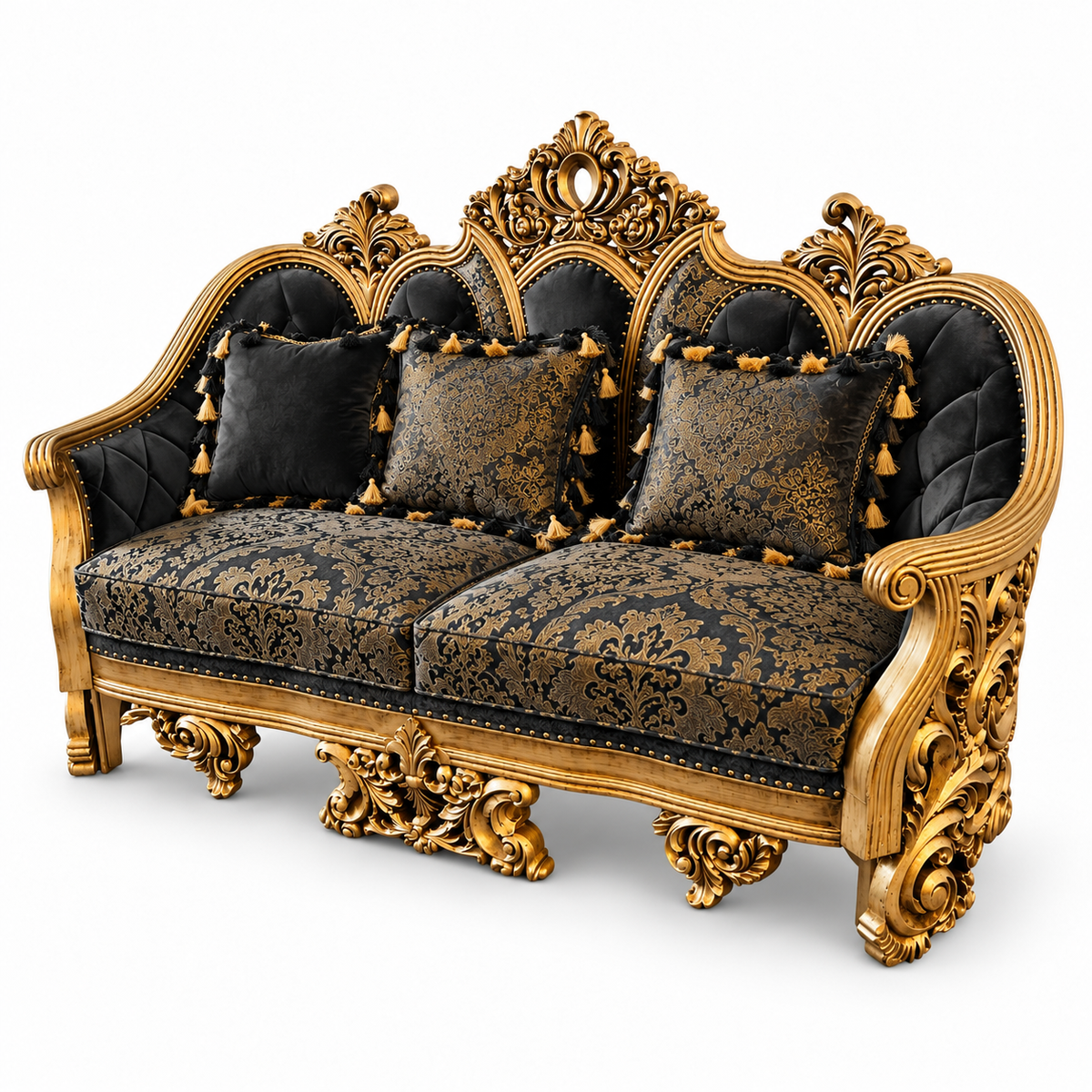 NUR Luxe — Two Seater — Golden Antique — Charcoal / Gold; design visualisation