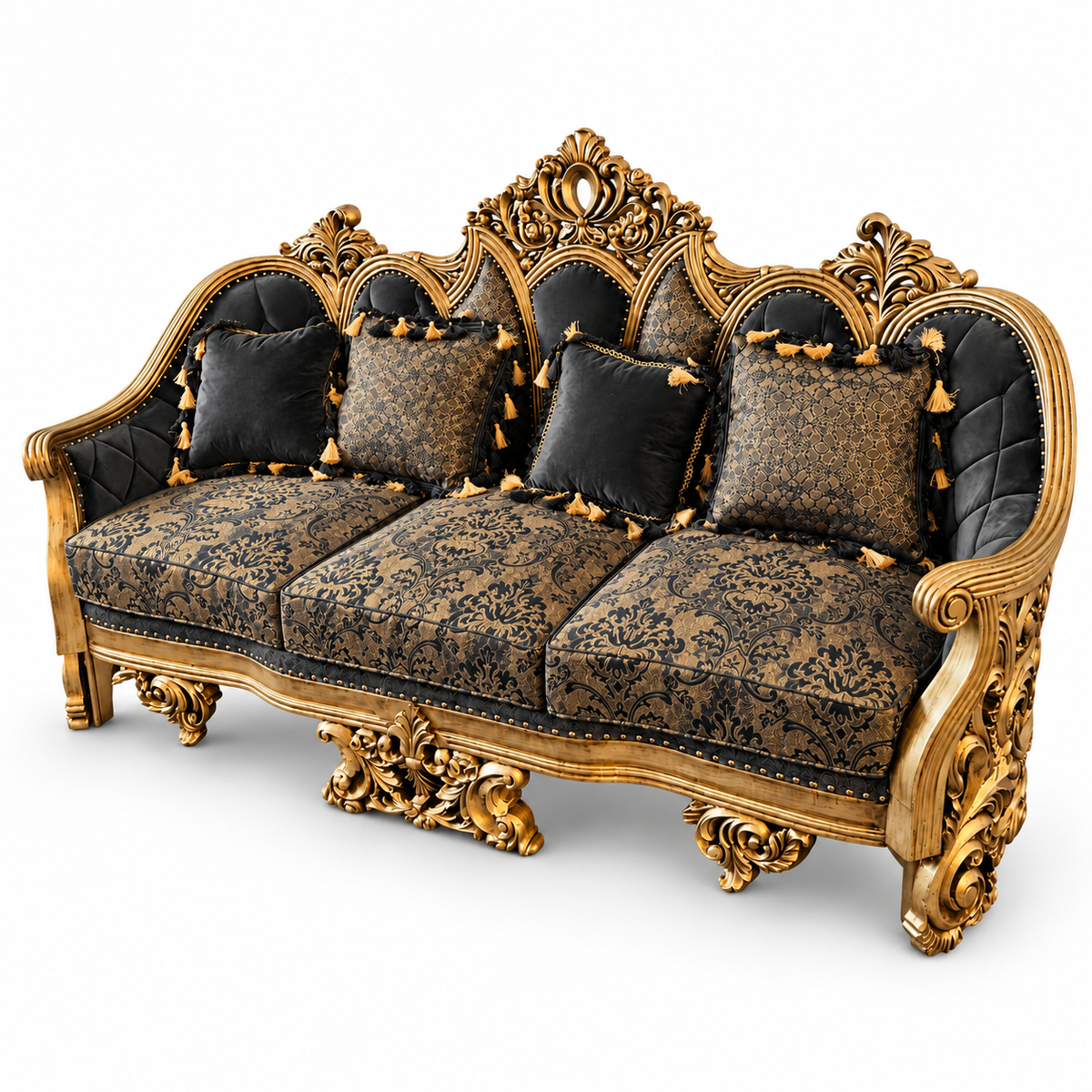 NUR Luxe — Three Seater — Golden Antique — Charcoal / Gold; design visualisation