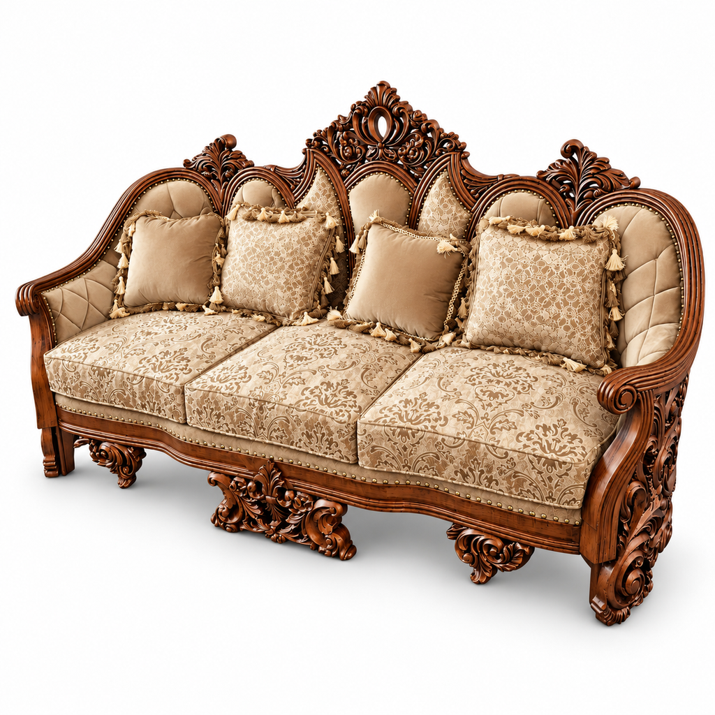 NUR Luxe — Three Seater — Natural Double Tone — Warm Beige / Champagne; design visualisation