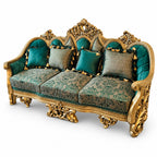 NUR Luxe — original three-seater photograph, emerald upholstery and gold frame
