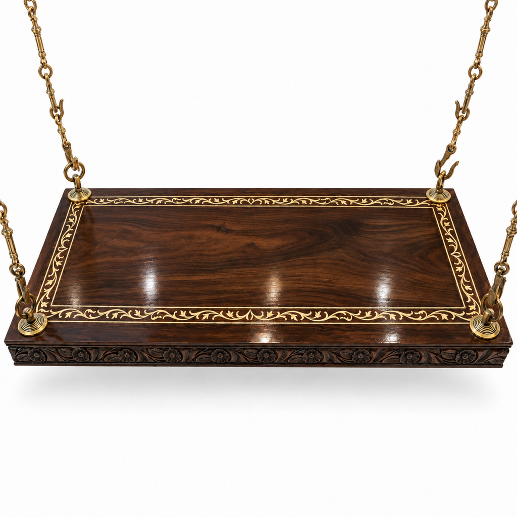 Plank Ceiling Jhoola – Walnut – brass inlay and hanging