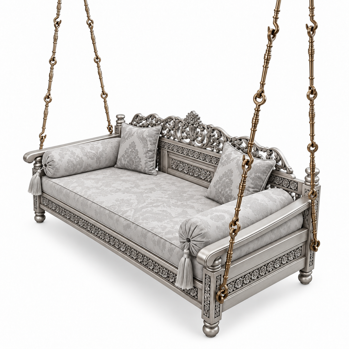 REG Ceiling Jhoola – Silver Antique with matching cushion set