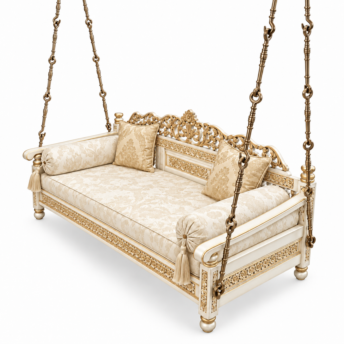 REG Ceiling Jhoola – White Gold with matching cushion set
