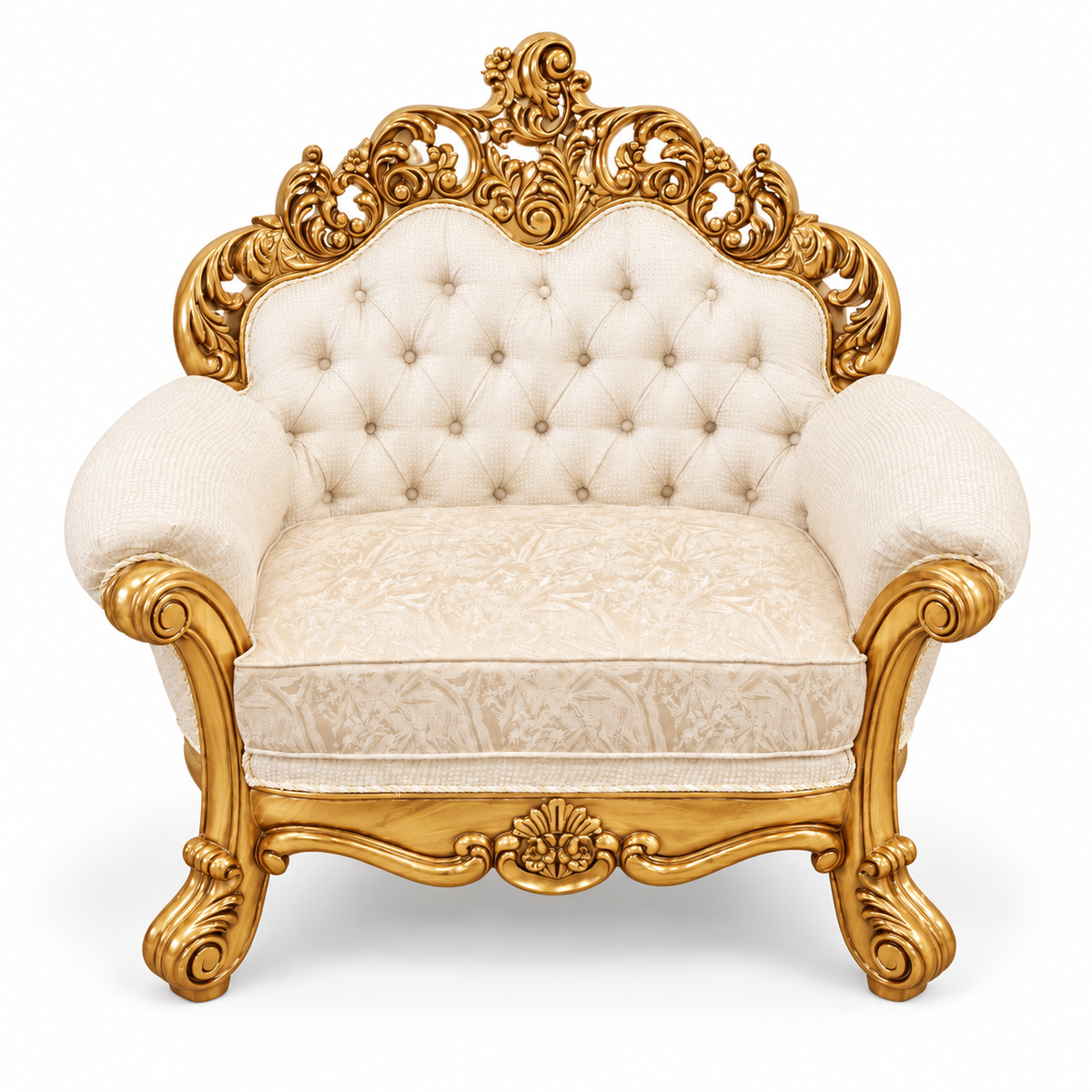 Sahara Prestige — Single seater — Pure Gold — Ivory / Champagne; finish visualisation