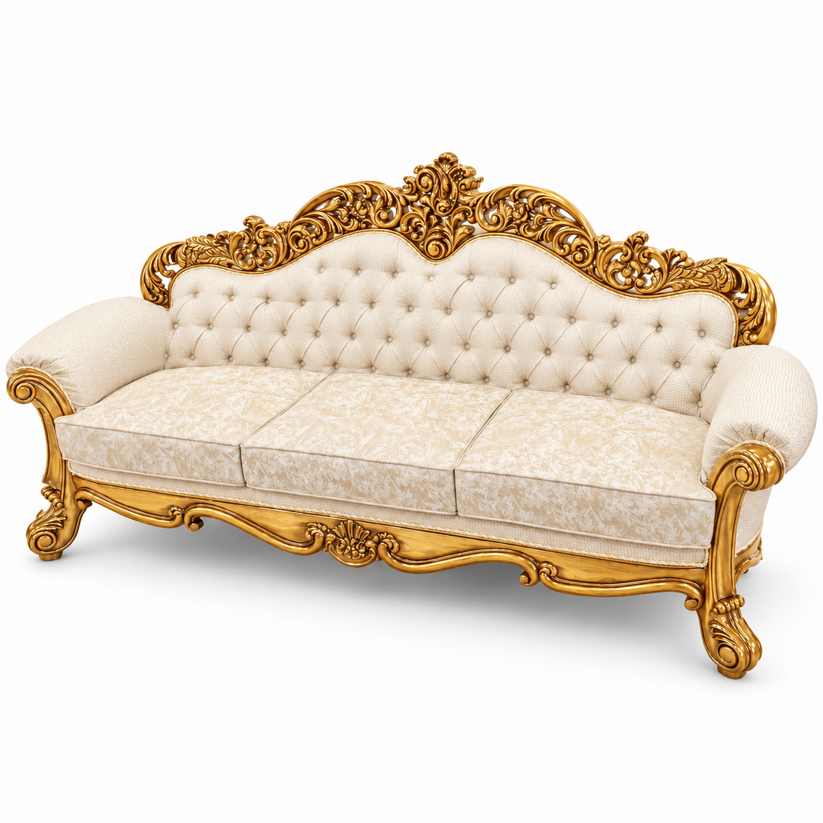 Sahara Prestige — Three Seater — Pure Gold — Ivory / Champagne; finish visualisation