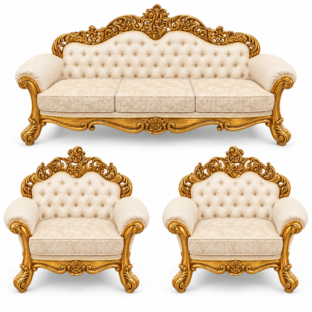 Sahara Prestige — 3+1+1 Bundle — Pure Gold — Ivory / Champagne; finish visualisation