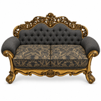 Sahara Prestige — Two Seater — Golden Antique — Charcoal / Gold; finish visualisation