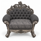 Sahara Prestige — Single seater — Silver Antique — Charcoal / Silver; finish visualisation