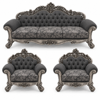 Sahara Prestige — 3+1+1 Bundle — Silver Antique — Charcoal / Silver; finish visualisation