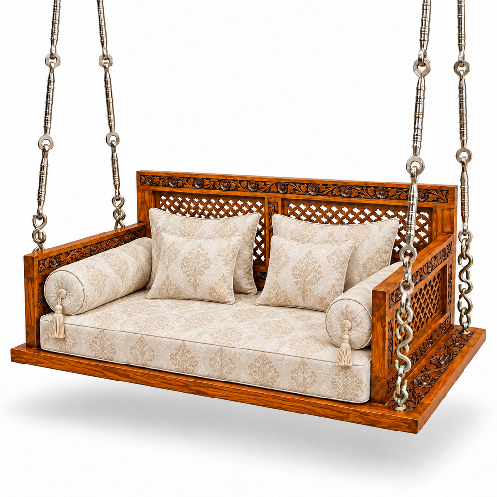 SD01 Ceiling Jhoola – Bleach Double Tone – matching cushion set