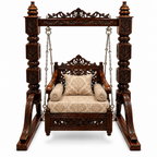 SD Single Seater Jhoola – Natural Double Tone – matching cushion set