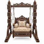 SD Single Seater Jhoola – Natural Double Tone – matching cushion set