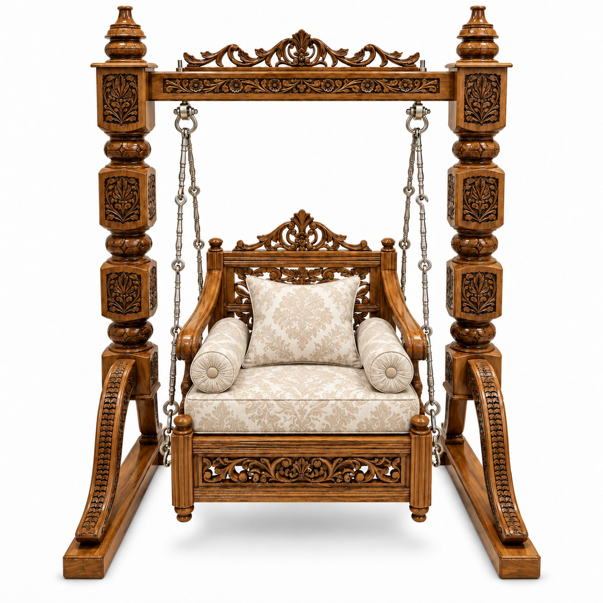 SD Single Seater Jhoola – Bleach Double Tone – matching cushion set