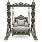 SD Single Seater Jhoola – Silver Antique – matching cushion set