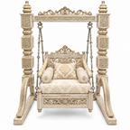 SD Single Seater Jhoola – White Gold – matching cushion set