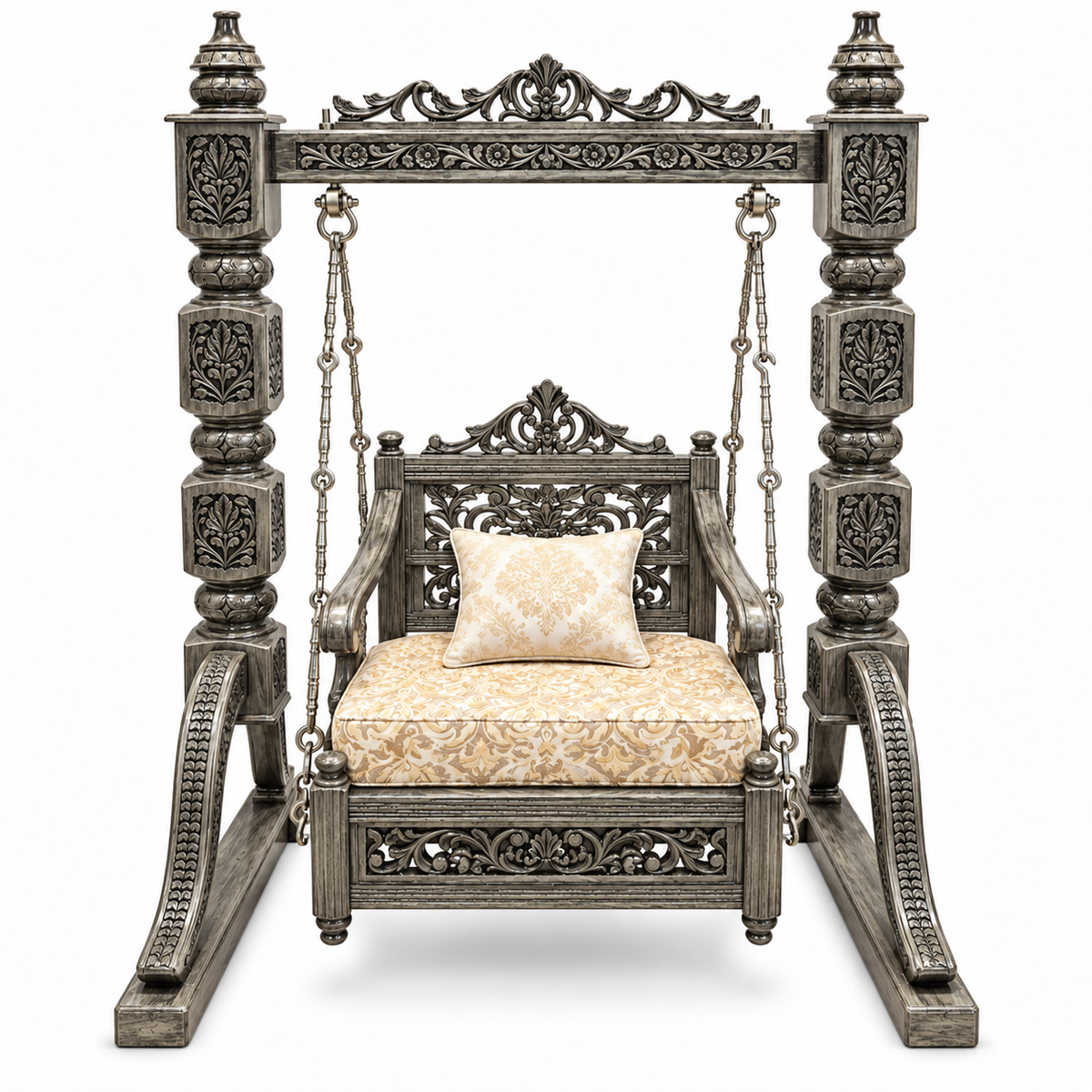 SD Single Seater Jhoola — Silver Antique