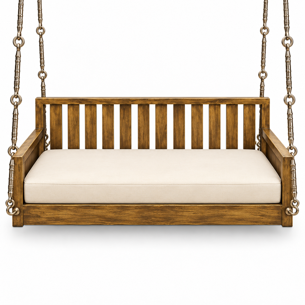 SD03 Ceiling Jhoola – Golden Antique – side hanging, seat cushion only