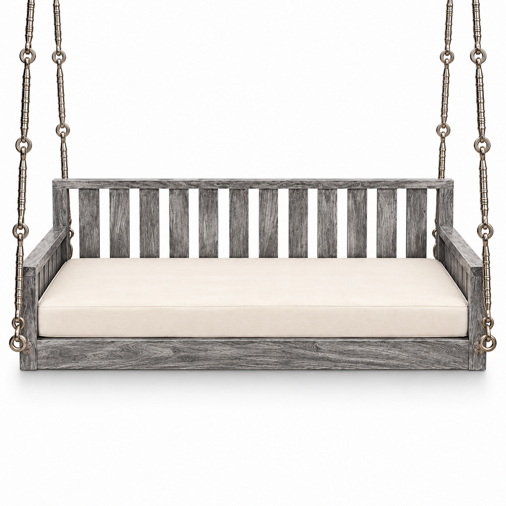 SD03 Ceiling Jhoola – Silver Antique – side hanging, seat cushion only