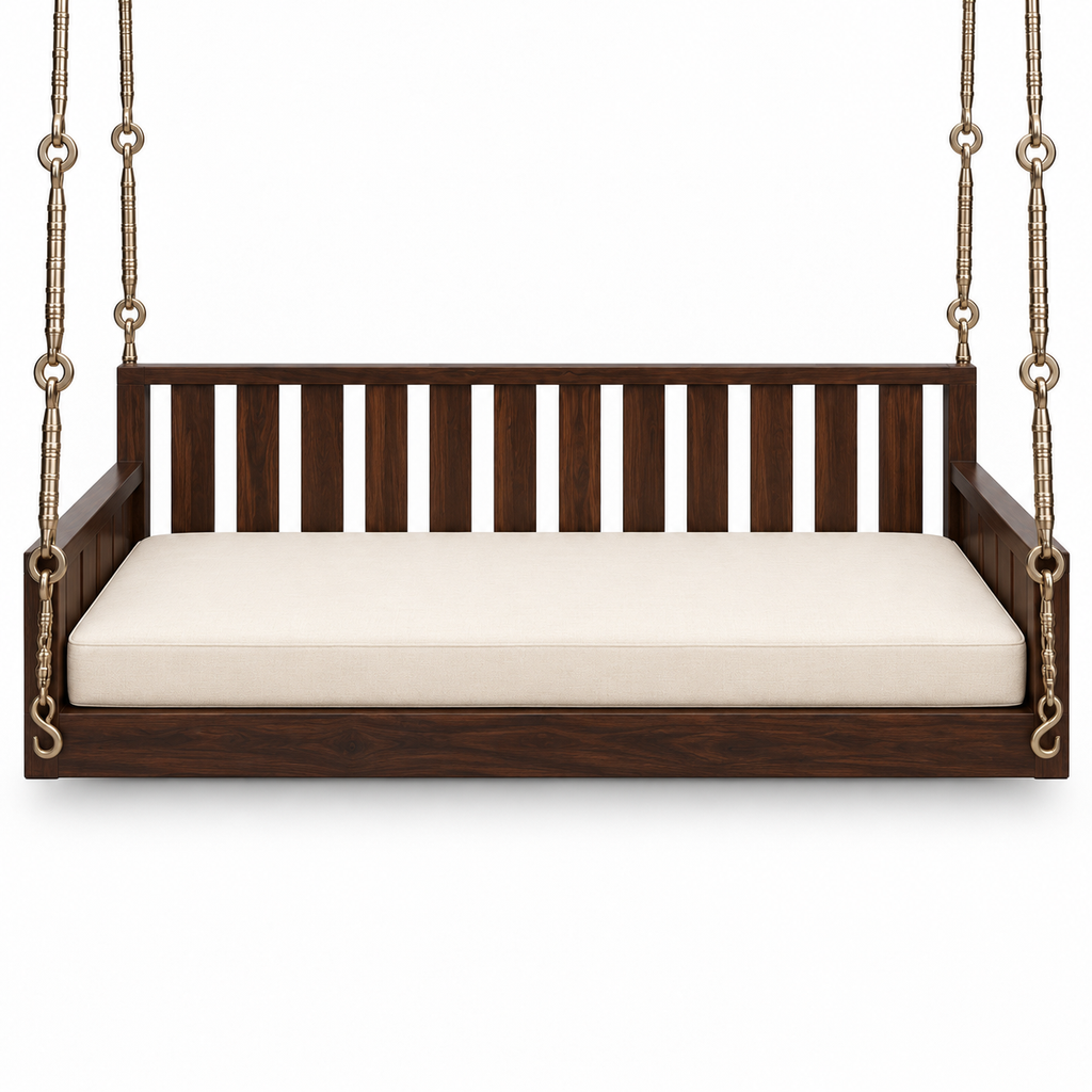 SD03 Ceiling Jhoola – Walnut – side hanging, seat cushion only