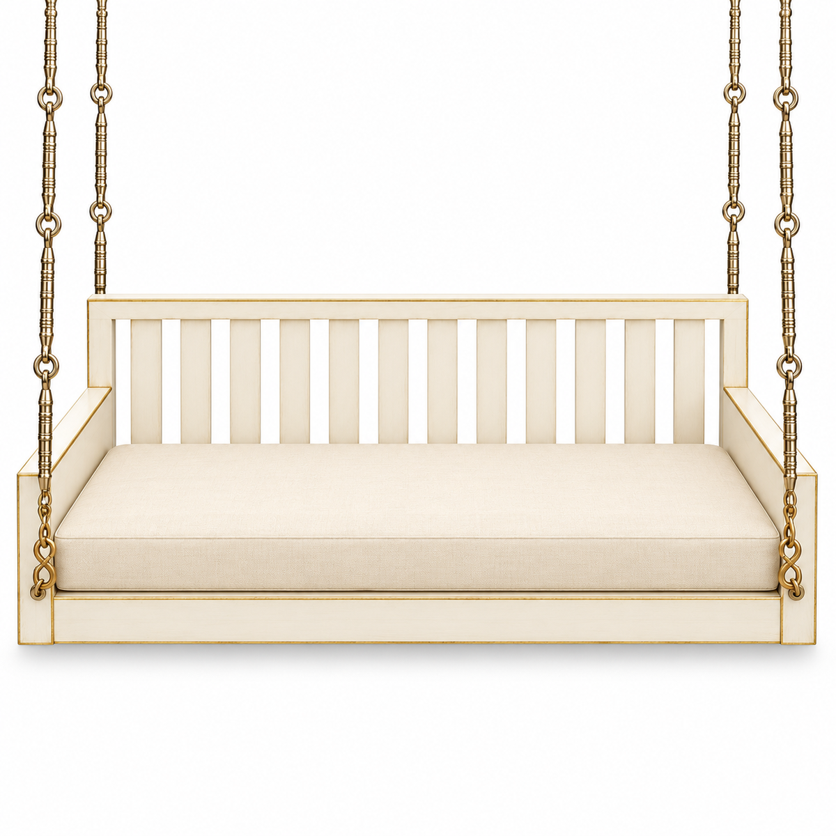 SD03 Ceiling Jhoola – White Gold – side hanging, seat cushion only