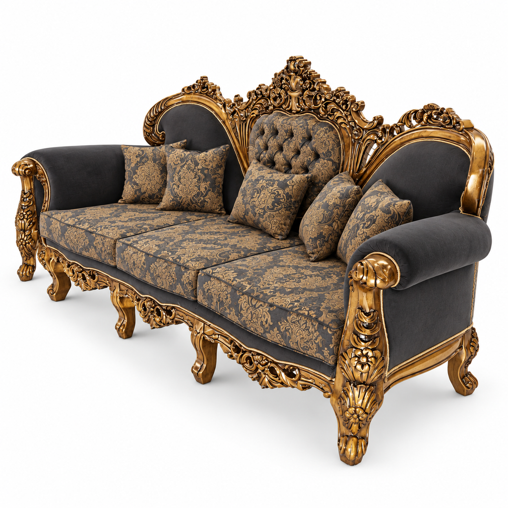 Shah Jahan Grandeur — Golden Antique — 3 seater
