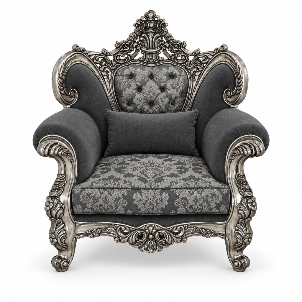 Shah Jahan Grandeur — Silver Antique — 1 seater