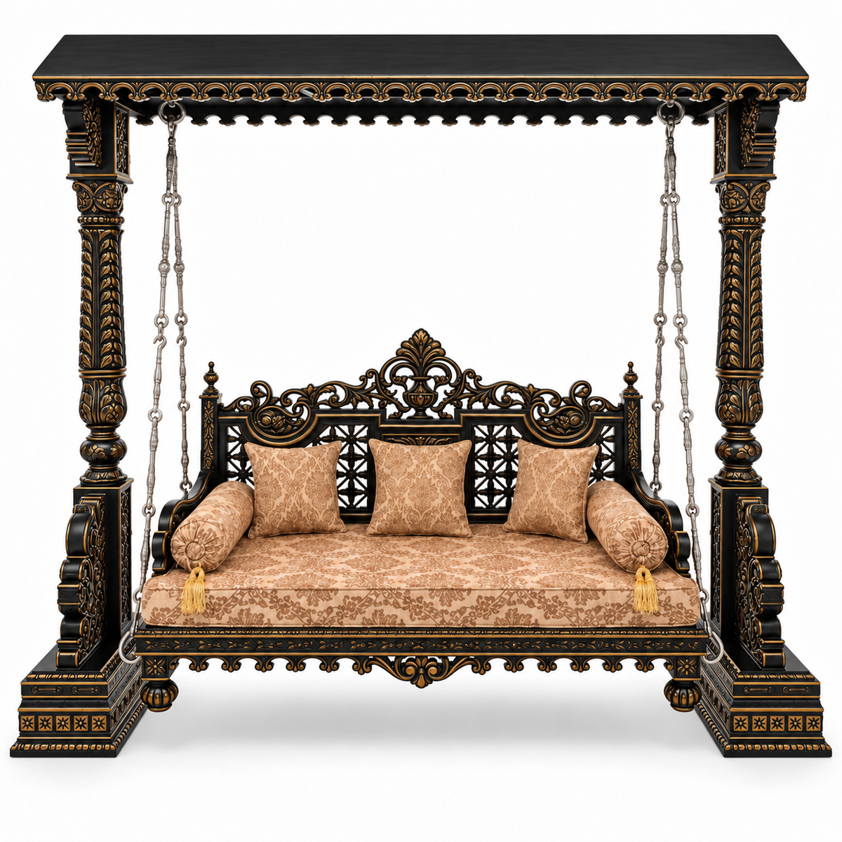 SWANN 3 Seater Jhoola – Black Gold – Front