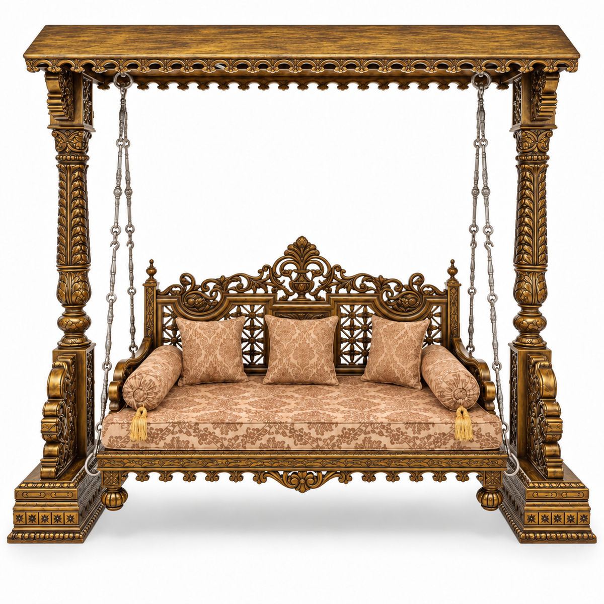 SWANN 3 Seater Jhoola – Golden Antique – Front