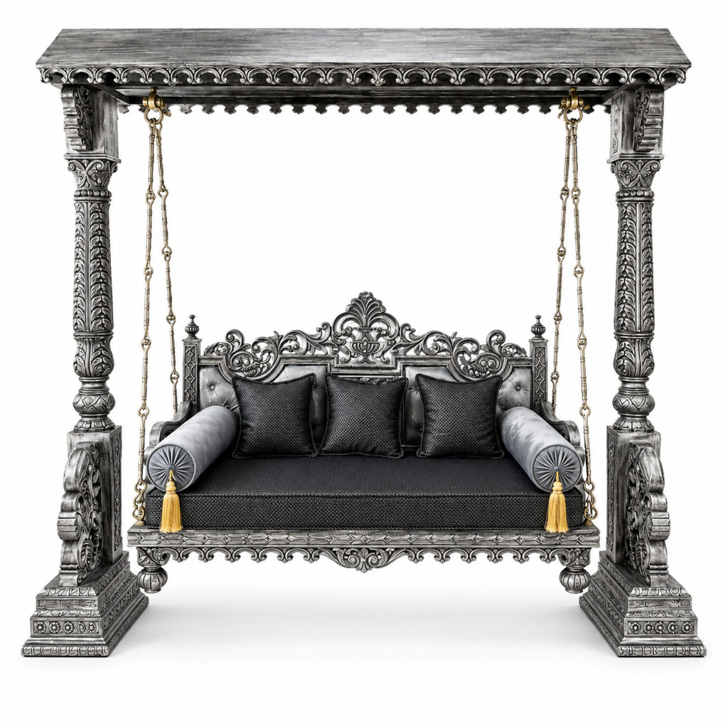 SWANN 3 Seater Jhoola – Silver Antique – Front