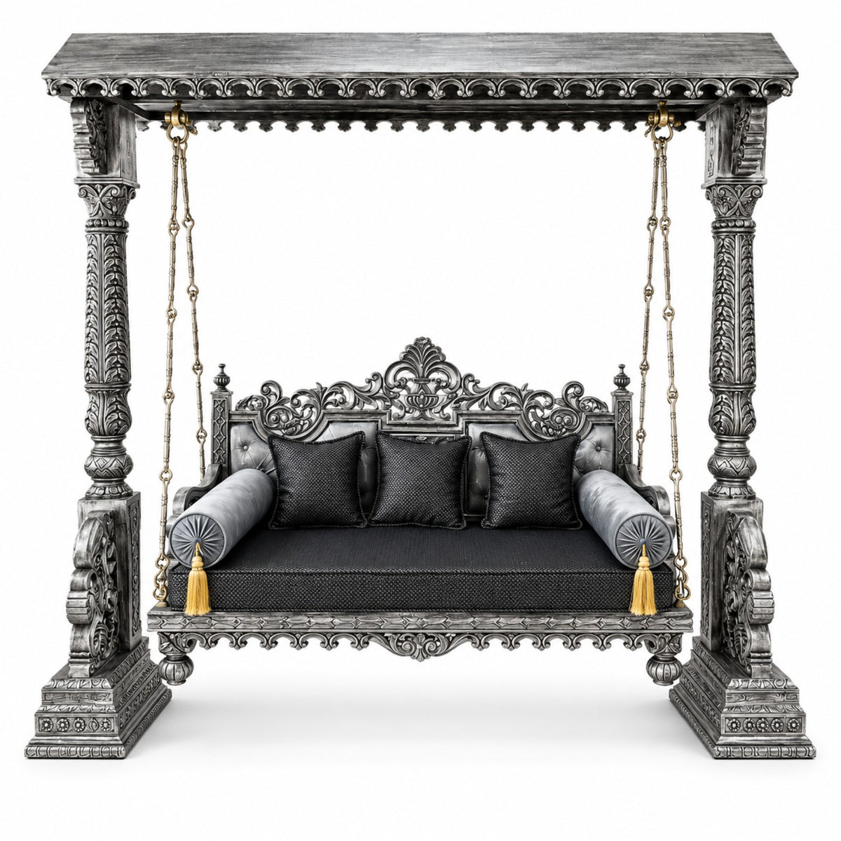 SWANN 3 Seater Jhoola – Silver Antique – Front
