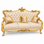 Zara 3 Seater Sofa – Pure Gold with Ivory / Champagne fabric