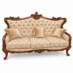 Zara 3 Seater Sofa – Natural with Warm Beige / Champagne fabric