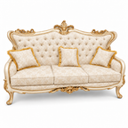 Zara 3 Seater Sofa – White Gold with Ivory / Gold fabric